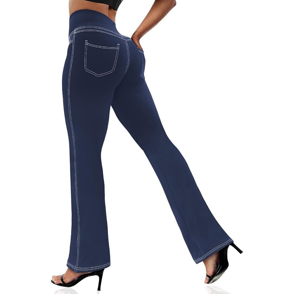 Women's Bootcut Leggings - Bootleg Yoga Pants Flare With 4 Pockets,Tummy Control